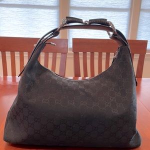 Authentic Horsebit Hobo GG Canvas Bag